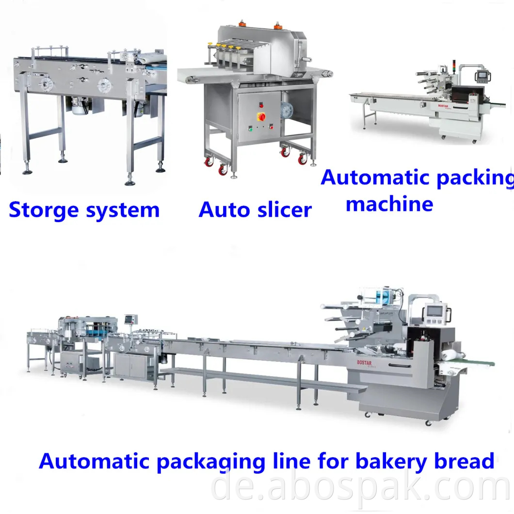 Bostar Automatische Burger-Brötchen/Brötchen/Hotdog/Brot Horizontale Verpackungsmaschine mit Aufschnittmaschine